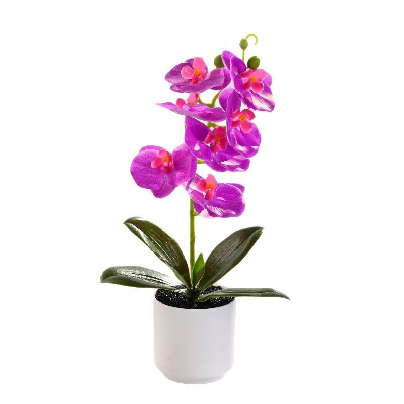 Flor artificial con tacto real, pequeño bonsái de phalaenopsis, flor artificial, adorno decorativo elegante y creativo, planta verde artificial, planta artificial en maceta. image 6