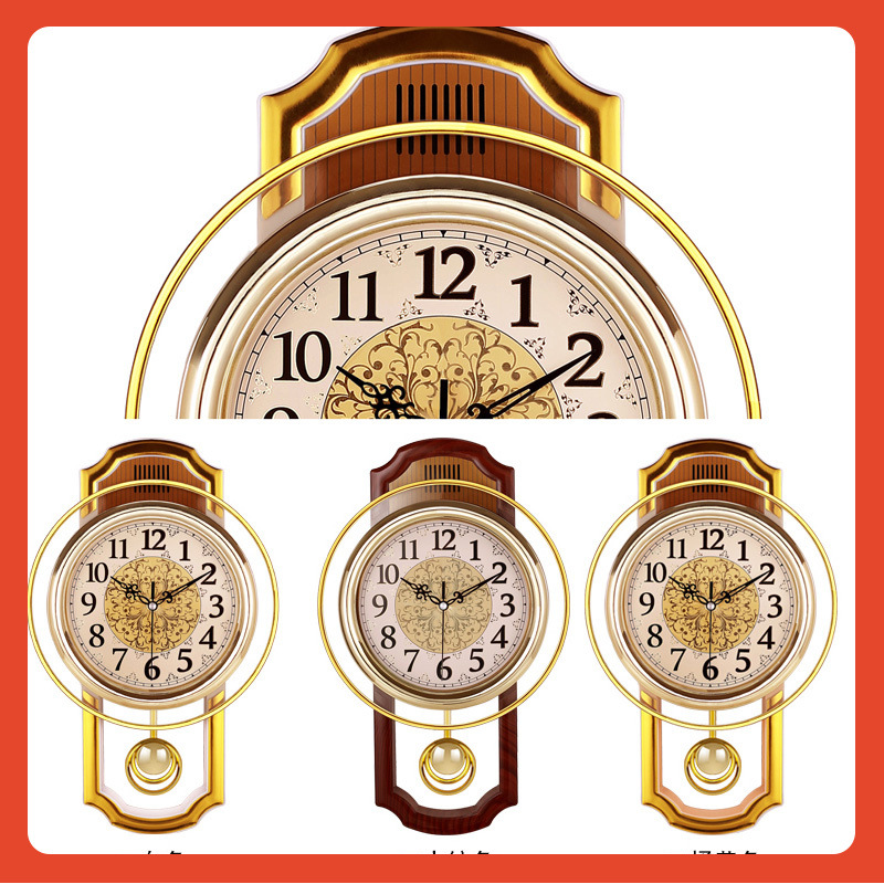 Reloj de pared de estilo retro europeo de swing sala de estar simple de moda dormitorio silencioso reloj de cuarzo reloj moderno