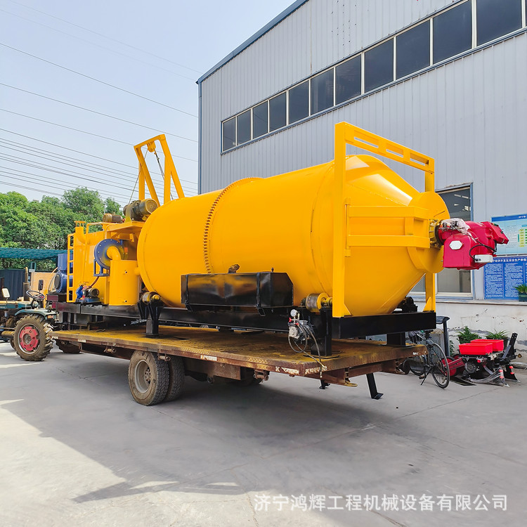 鸿辉路面修沥青拌和机 小面积施工油石料搅拌桶 固定式滚筒炒料锅