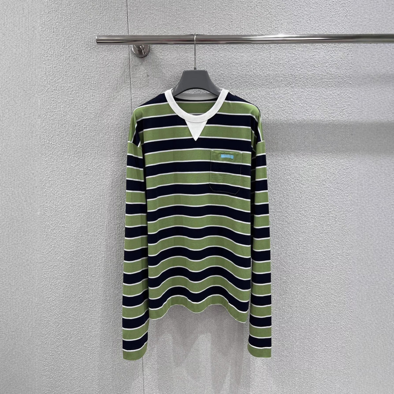 Nanyou High Version 2026P Summer New Striped Pocket Short Sleeve T-Shirt with Letter Logo Patch Round Neck Cotton Top Nanyou High Version 2026P Summer New Striped Pocket Short Sleeve T-Shirt with Letter Logo Patch Round Neck Cotton Top