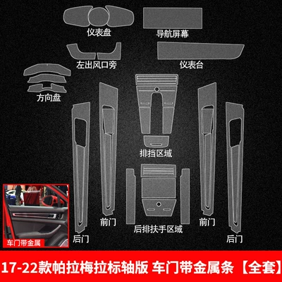 Car interior film – Protective Film - 17-25-panamera-standard-axle-version-door-with-metal-strip-full-interior-film