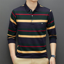 春秋男士长袖棉t恤中老年爸爸秋装上衣男式翻领体恤衫宽松POLO男t