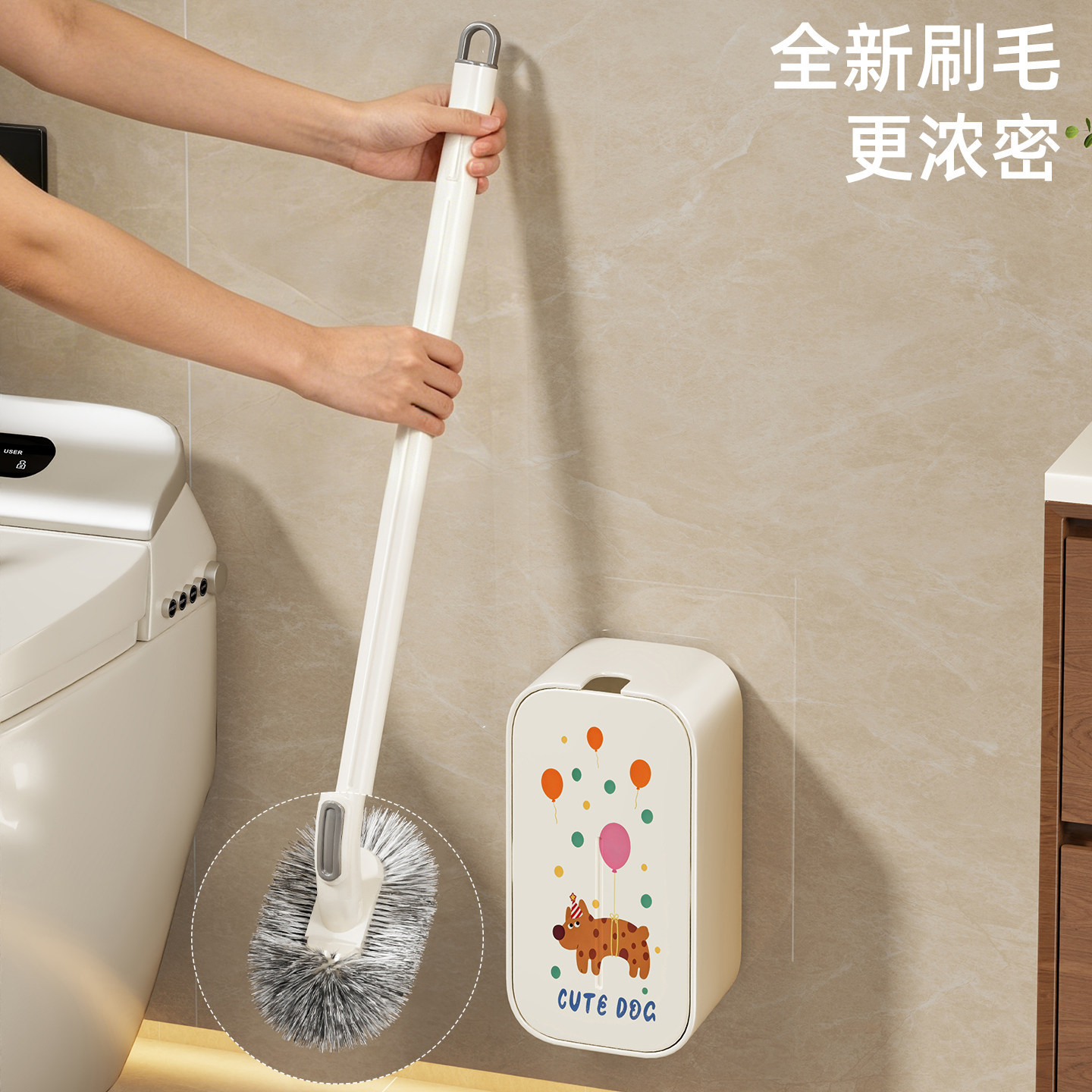 Juego de Cepillos de Inodoro de Pared de Goma Suave, Sin Perforación, para Baño image 5