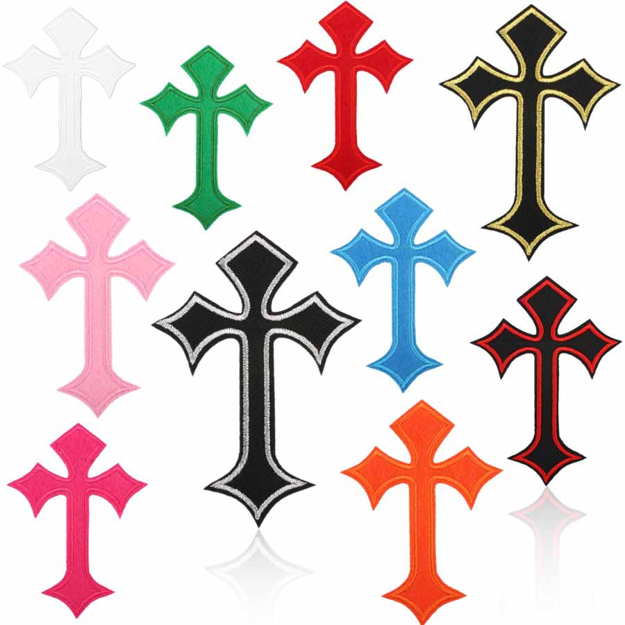 邪恶十字架刺绣布贴衣服装饰十字架补丁贴熨烫斜纹布电脑绣花章仔