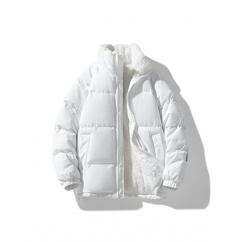 Invierno simple cordero de cachemira grueso de cuello de algodón hombre retro pareja abrigo de algodón cálido