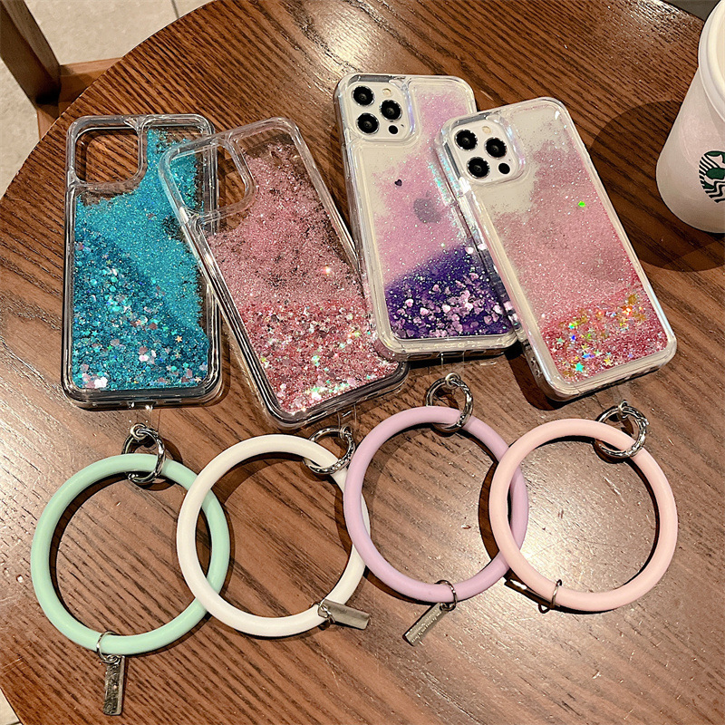 Suitable for Samsung Note10 Quicksand S22Plus Mobile Phone Case Silicone S21 Hand Ring Trendy Women's Fe All-Inclusive Glitter Powder
