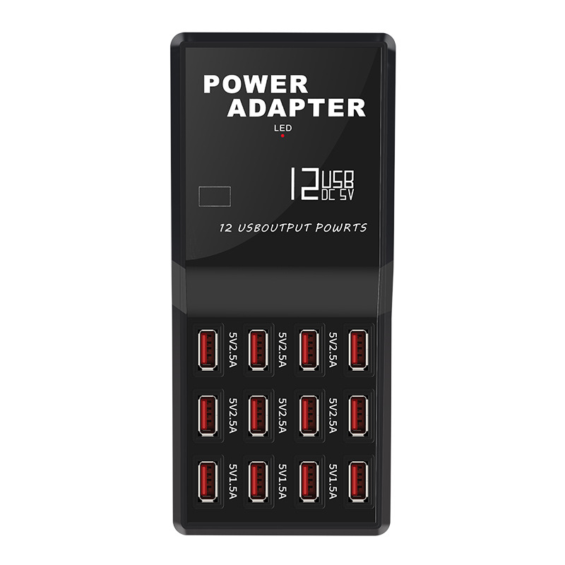 12-Port-Mehrfach-USB-Ladegerät, 5 V, 12 A Ausgang, max. 0,3 A Eingang, Lade-Hub, Desktop-Adapter, Schnellladegerät für Telefon, Tablet-PC_voghion.com