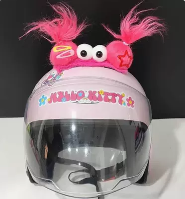 Scooter Riding Helmet Decorations with – Dəbilqə (Kaska) aksesuarları - fuwa-double-ponytail-rose-red-excluding-helmet