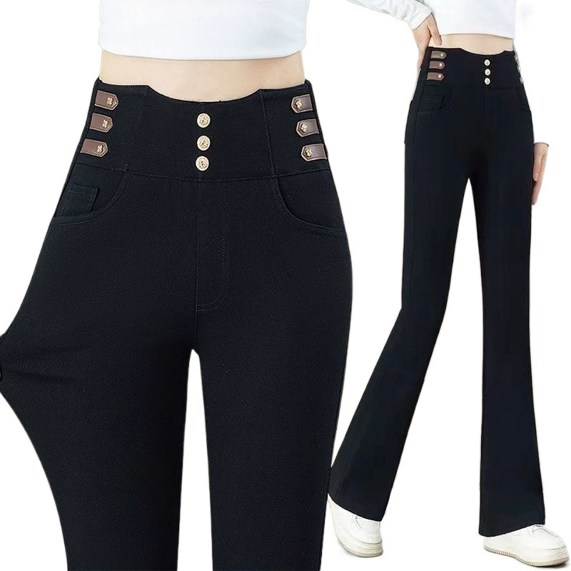 Цветные демисезонные джинсы, брюки, тёплые legging, универсальная труба с обогревом, высокая талия