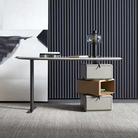 意式极简实木梳妆台可旋转化妆桌烤漆创意卧室异形化妆台设计师款