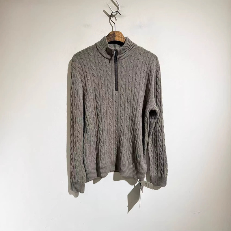 Lp Men's Loro High-End Cashmere Half-Zip Cable-Knit Stand-Collar Sweater with a Soft Texture and Delicate Feel Lp Men's Loro High-End Cashmere Half-Zip Cable-Knit Stand-Collar Sweater with a Soft Texture and Delicate Feel