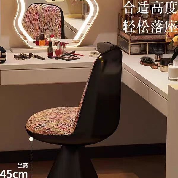 卧室轻奢化妆椅子意式高级化妆凳可旋转靠背梳妆台凳小香风罗比椅|undefined