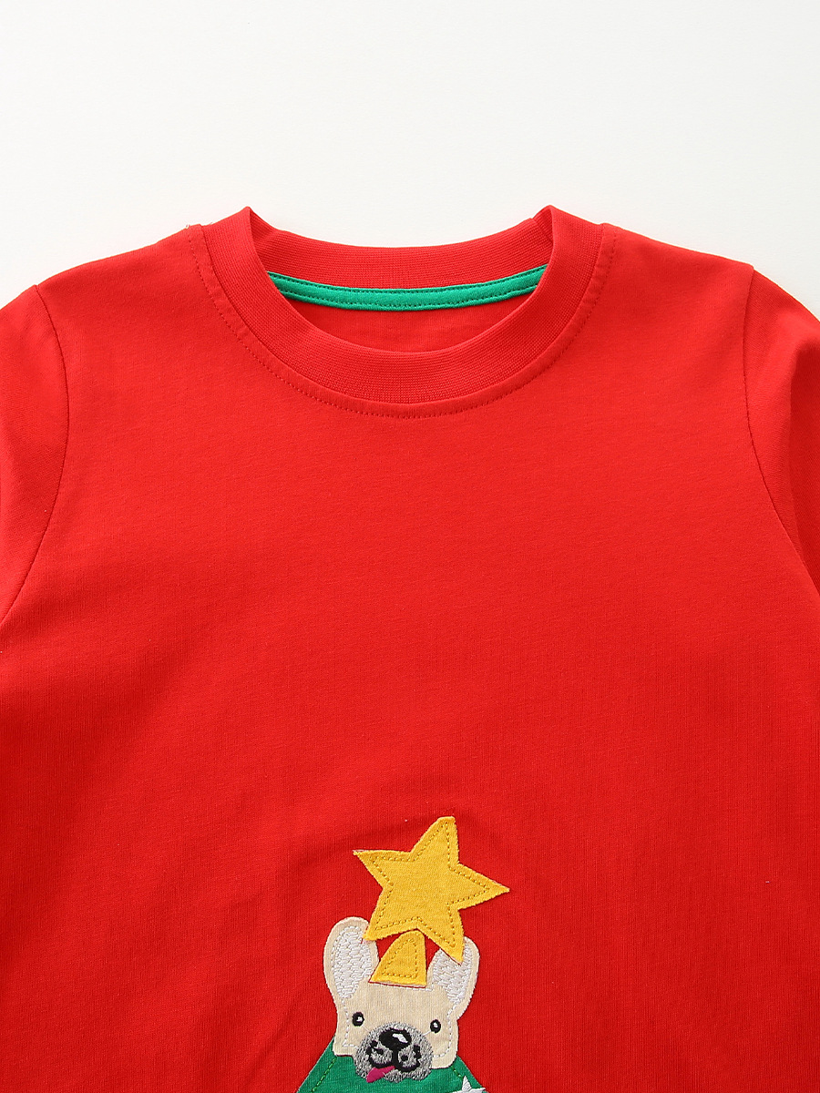 Vestido de niña de estilo europeo y americano de otoño nuevos productos Navidad bordado vestido de princesa de niños de algodón de punto vestido de niños