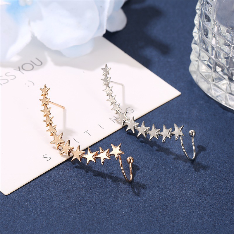 Fashion Five-pointed Star Metal Single Alloy Ear Clip Wholesale Nihaojewelry display picture 2