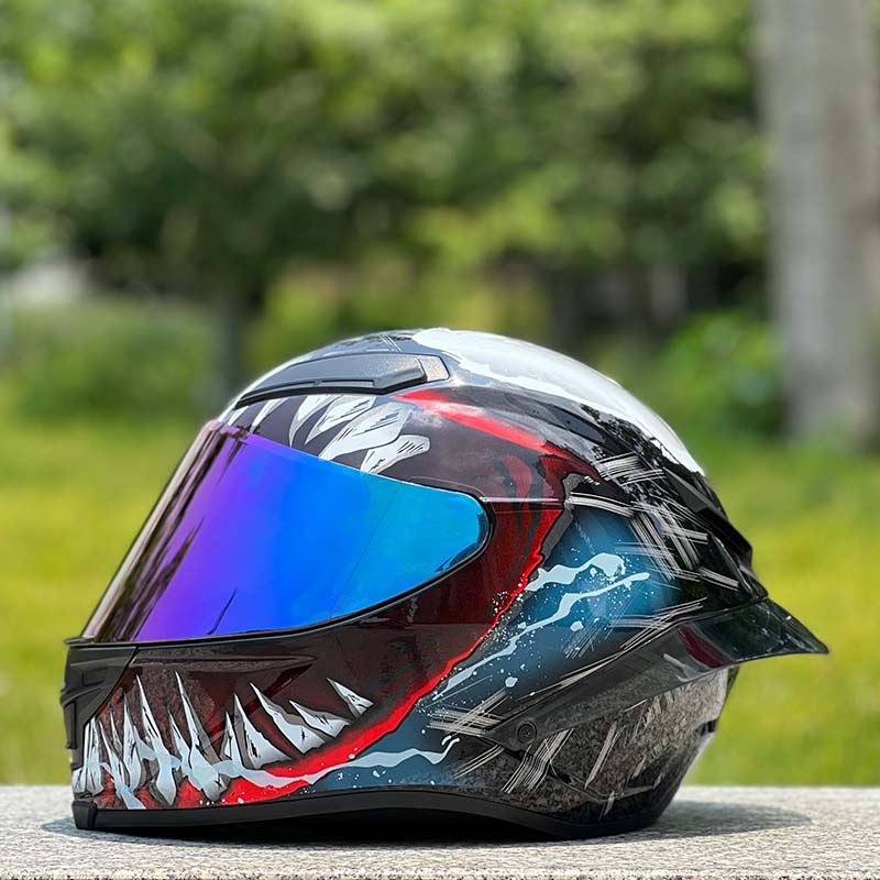 Motorcycle Helmet Personalized Snow House Style with Extended Spoiler