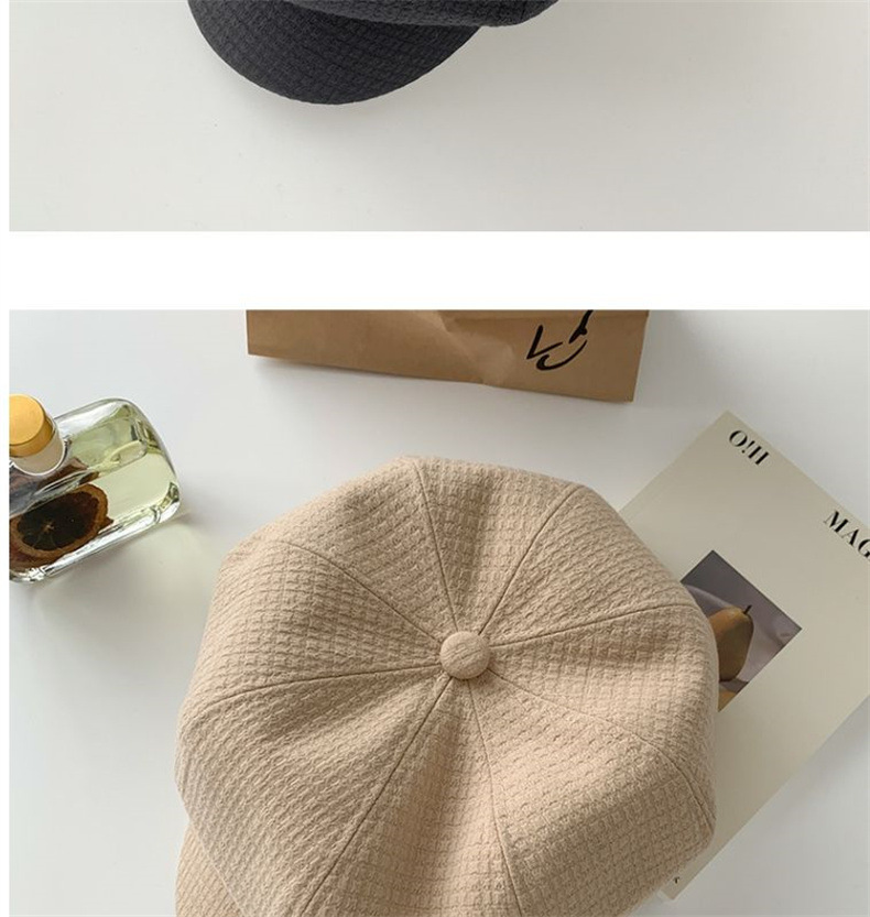 Neuer achteckiger Hut für Herbst und Winter für Kinder, achteckiger Hut mit britischem Waffelgitter für Frauen, Gürtelschnalle aus Metall, modischer und vielseitiger Maler_voghion.com