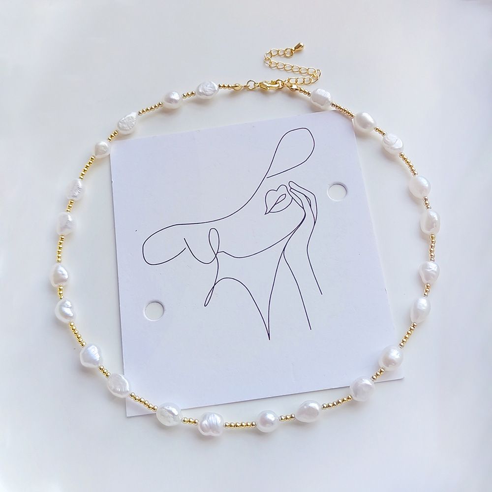 Necklace Classification Elegant Round Freshwater Pearl Copper Plating 18k Gold Plated Necklace