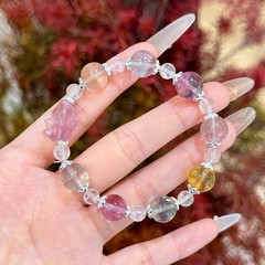 巧恩珠宝天然萤石蓝针梦幻萤石锦鲤水晶手串手链设计款百搭