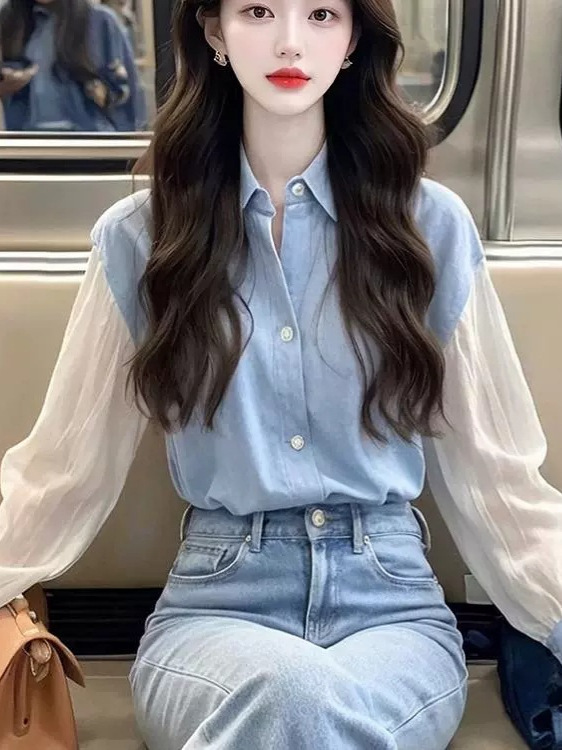 韩版轻熟气质冷淡系高级感上衣秋季时尚百搭显瘦遮肚子长袖衬衫|undefined