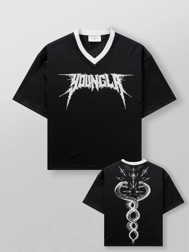 YOUNGLA American fashion brand oversized T-shirt Men's sports fitness quick-drying breathable large mesh digital printed short sleeves