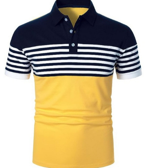 Cross-border foreign trade polo shirt European and American lapel color matching digital printing shirt men's fashion zipper short sleeve t-shirt