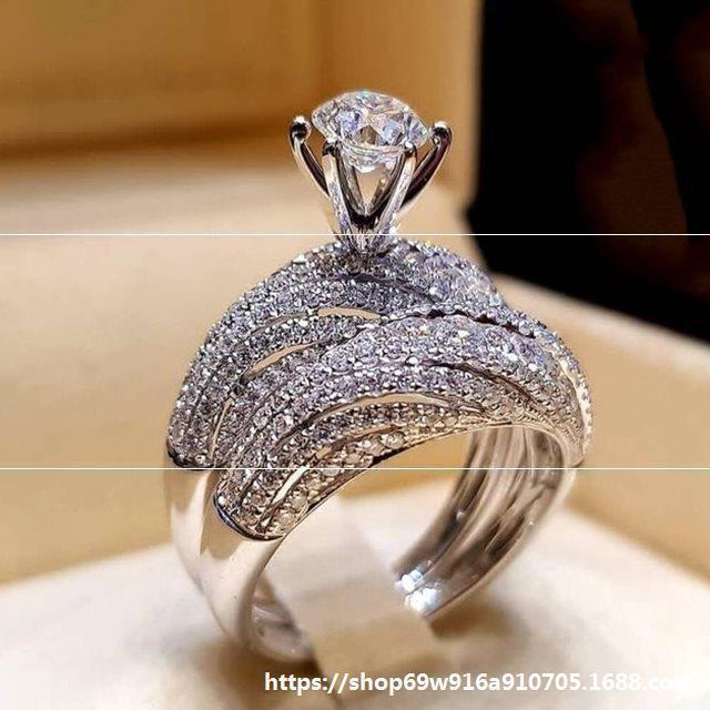 *Engagement Ring White Female Women Wedd...