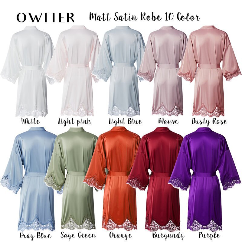 Lace Dressing Gown Amazon Wedding Party Dressing Gown Bride Bridesmaid Nightgown Matte Satin Lace Nightgown