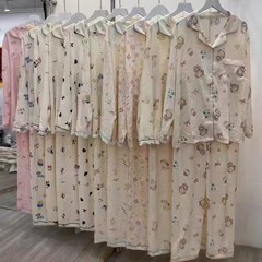 云朵棉三件套睡衣女春秋款长袖长裤袖高级感网红家居卡通可爱套装