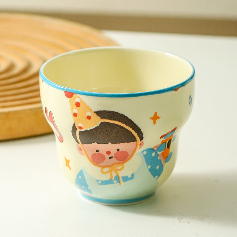 4人家族の家庭用セラミックカップ、かわいい子供用朝食カップ、食器、漫画の高価値コーヒーカップ、マグカップ|undefined