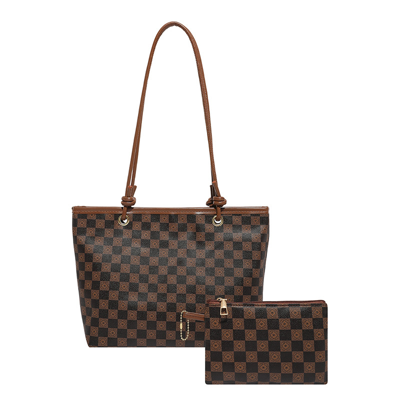 Bolsa de mano coreana transfronteriza a cuadrícula bolsas de mujer 2025, nuevo otoño bolsas de hombro de gran capacidad, bolsas para niños bajo las axilas
