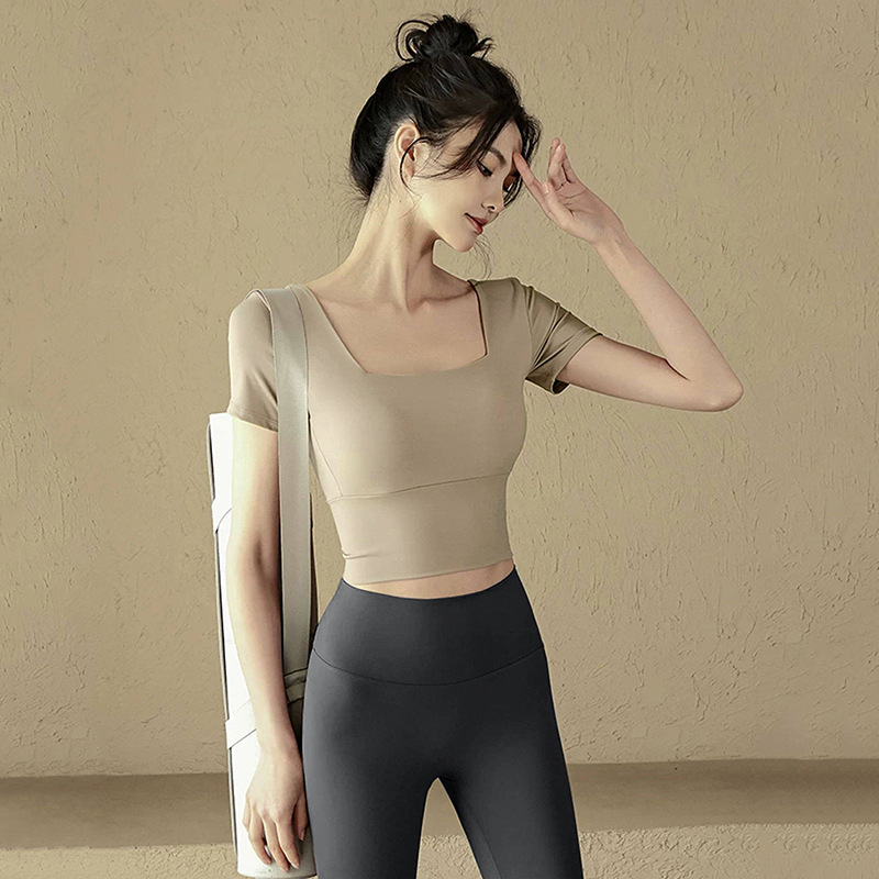 New Fitness Short-Sleeved Women's Summer Thin Slim-Fit Quick-Drying Pilates Training Suit Yoga T-Shirt Sports Top