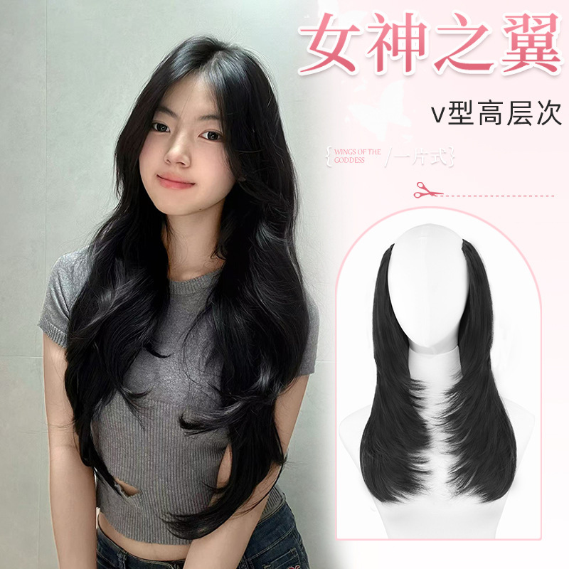 Long Hair Wig for Women, One-Piece U-Shaped Hair Extension, High-Layered Long Straight Hair, Seamless Micro-Curly Hairpiece Long Hair Wig for Women, One-Piece U-Shaped Hair Extension, High-Layered Long Straight Hair, Seamless Micro-Curly Hairpiece