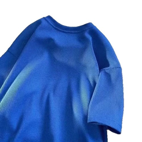 2025 New Summer Loose Trend 5/8 Sleeve Honeycomb Short-Sleeve T-Shirt for Men and Women, Casual and Versatile T-Shirt