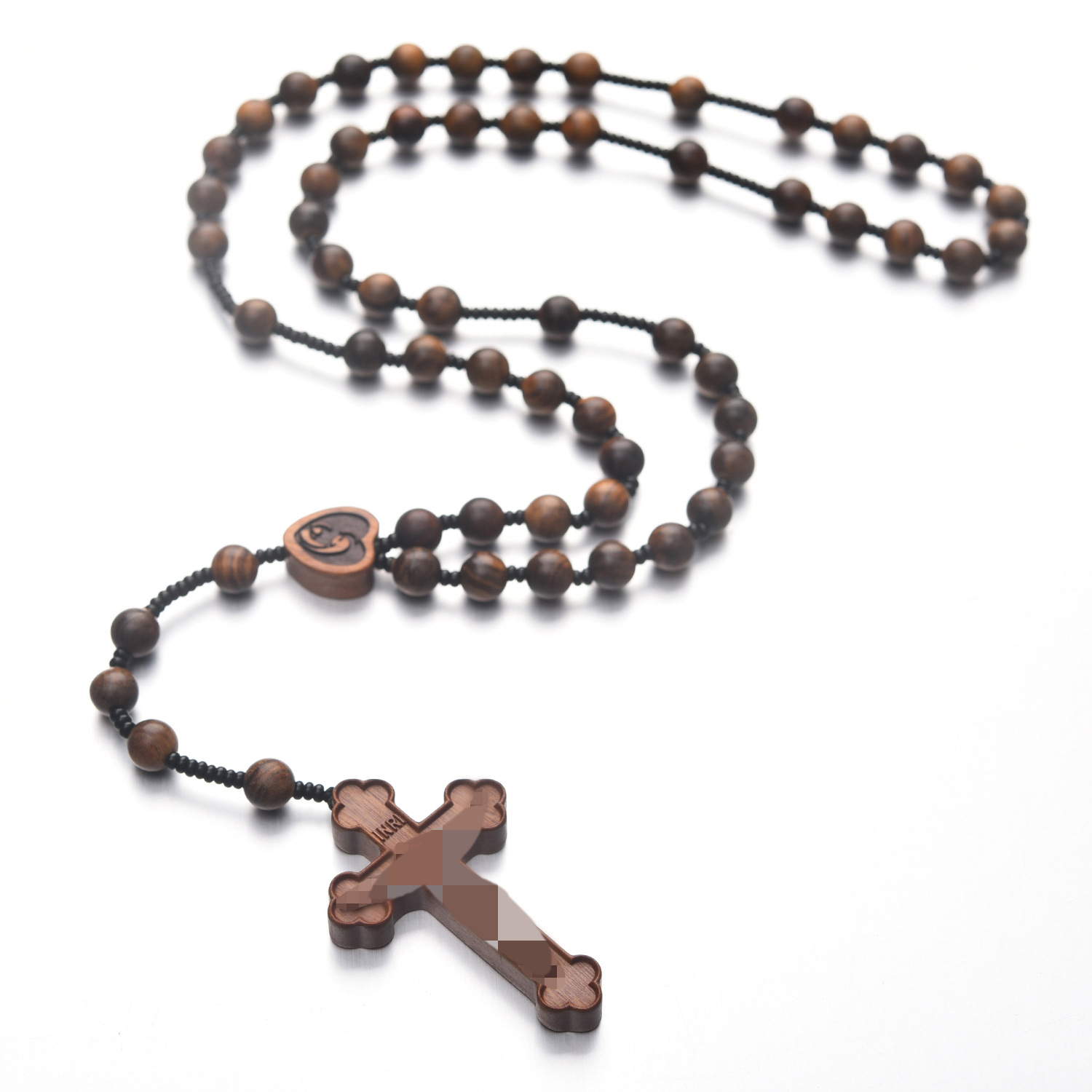 Cruces talladas en madera collar de madera de sandalwood colgante de rosario colgante MYL - 012 - 01
