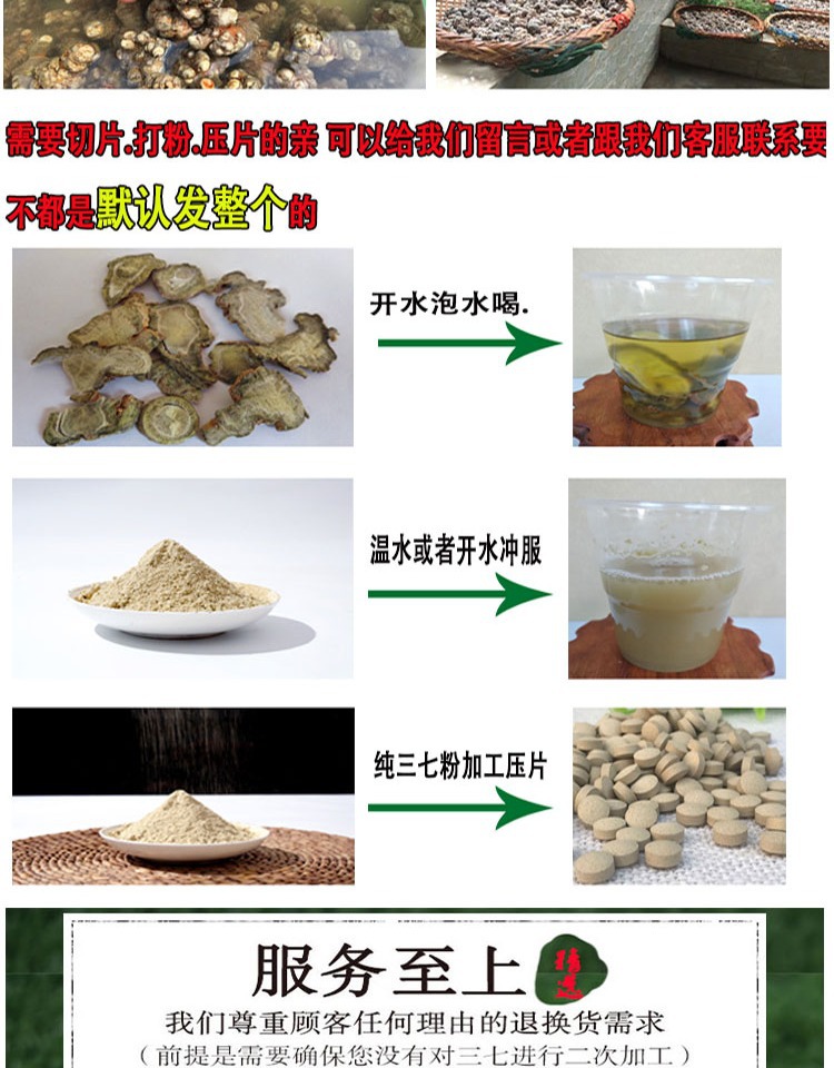 San Qi Notoginseng Root Tian Qi Dried Whole Roots Wenshan Panax notoginseng for Decoction and Powder in use