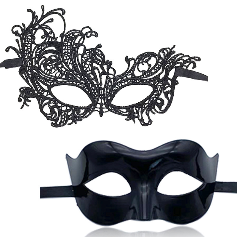Amazon hot-selling masquerade party lace eye mask black suit Christmas performance half face mask