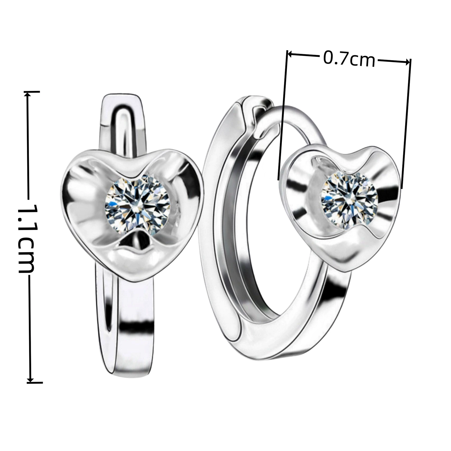 Серьги, трехмерный аксессуар, модный универсальный zirconium сердце форму, корейский стиль