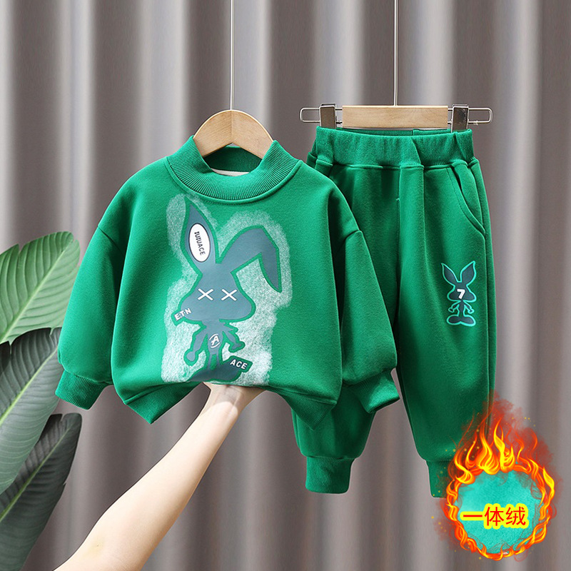 6548 Traje de terciopelo para niños, hermosa ropa de invierno 2024 nuevo suéter de bebé de estilo occidental, engrosamiento de moda de otoño e invierno para niños