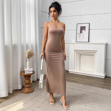 欧美连衣裙性感纯欲风修身显瘦蜜桃臀吊带连衣裙女高级感长裙女装