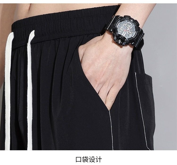 Quần jogger nam bo gấu dài ống bó, chất liệu băng lụa mỏng mùa hè, form rộng thùng thình, phong cách thể thao, nhiều size từ M đến 8XL — màu đen, màu xám đậm, màu kaki chi tiết 25