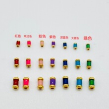 纯18K金烧蓝工字管散珠项链手链编绳diy配件材料au750金隔珠子