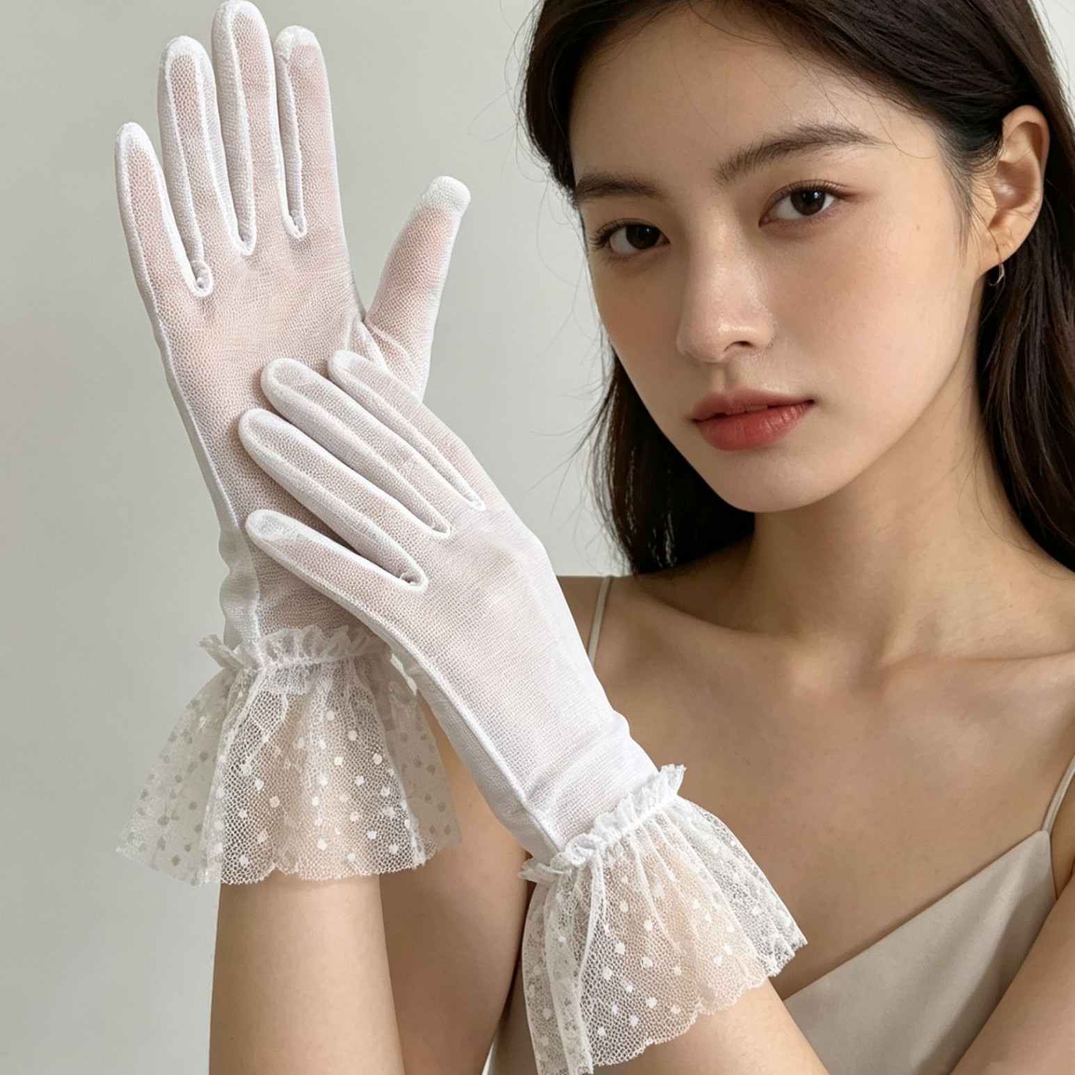 Guantes Cortos para Novia de Hilo de Malla, Transpirables con Protección Solar, para Escenario y Fotografía image 4