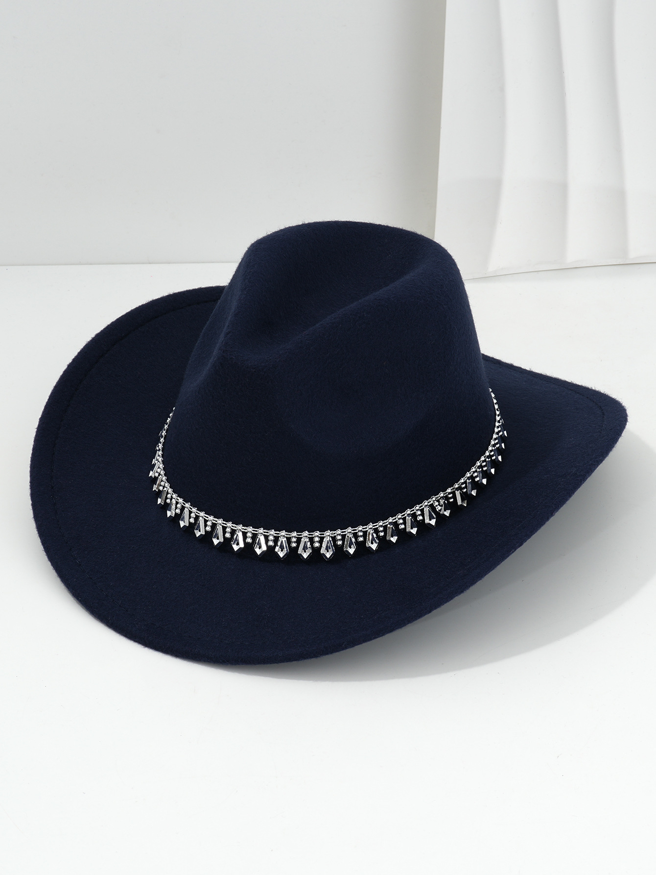 Cappello da cowboy western con strass in feltro morbido jazz_voghion.com