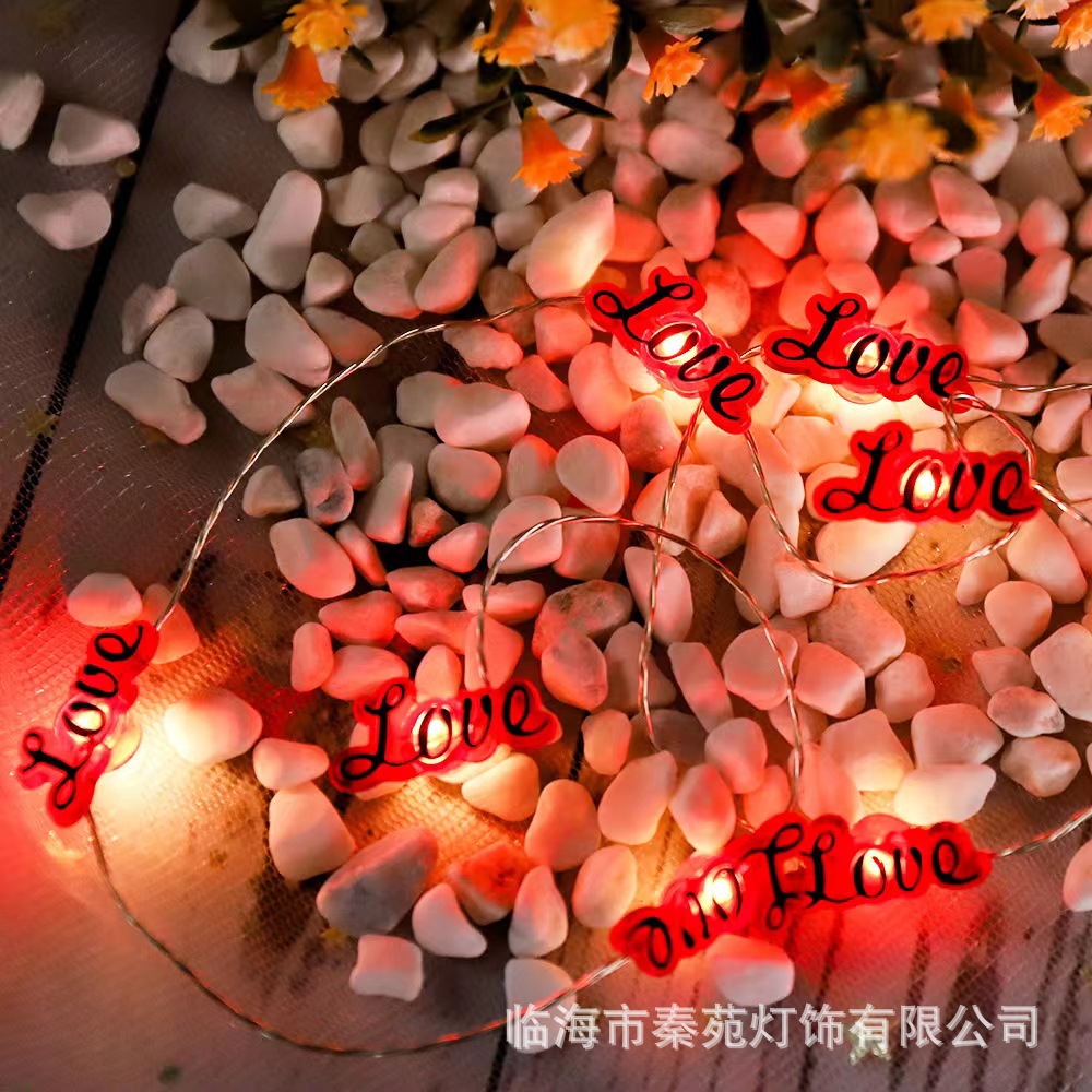 LED alambre de cobre luz amor labios rojos luces pequeñas luces intermitentes decoración Navidad Día San Valentín romántico cumpleaños