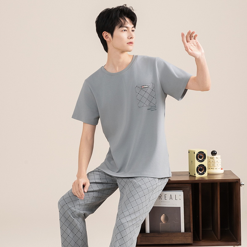 Pijamas de verano de algodón para hombres pantalones de manga corta delgados 2025 nuevo algodón de verano chaqueta se puede usar en casa
