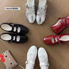 葡萄妈同款朴女士芭蕾鞋6cm内增高交叉带机能玛丽珍单鞋女休闲鞋