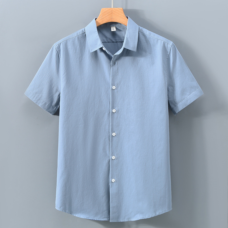 Herren Kurzarmhemd Minimalistisch Baumwolle Lässig College Stil_voghion.com