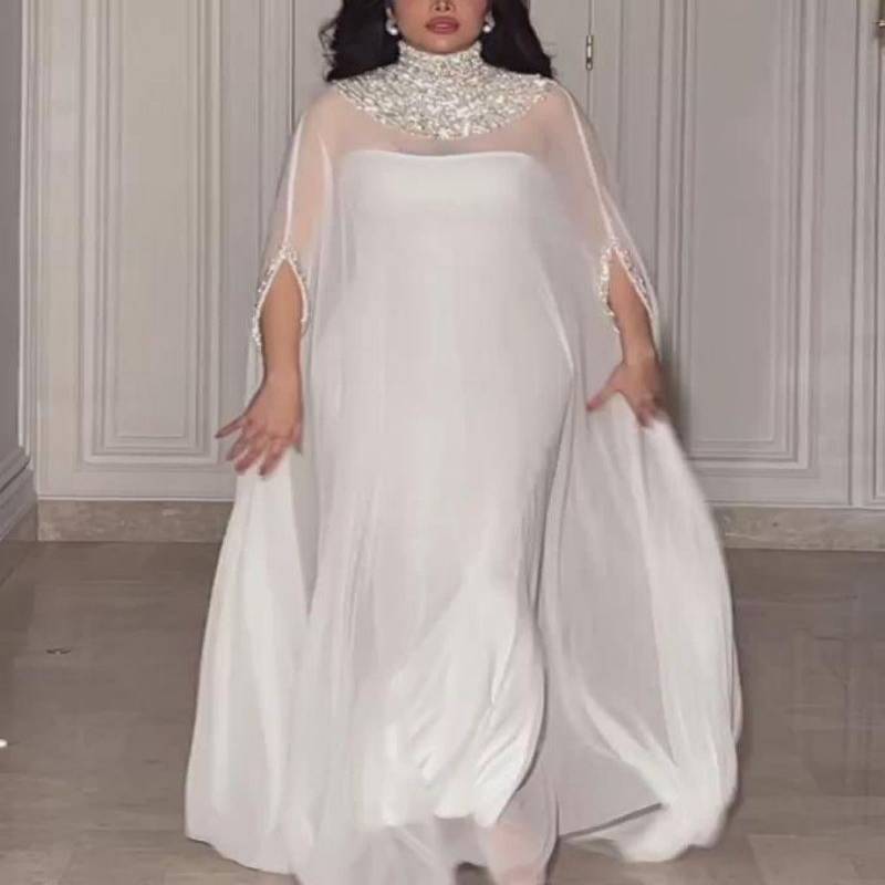 2023 Spring/Summer New European and American Style Elegant Sexy Cape Sequin Chiffon Evening Dress Two-Piece Set