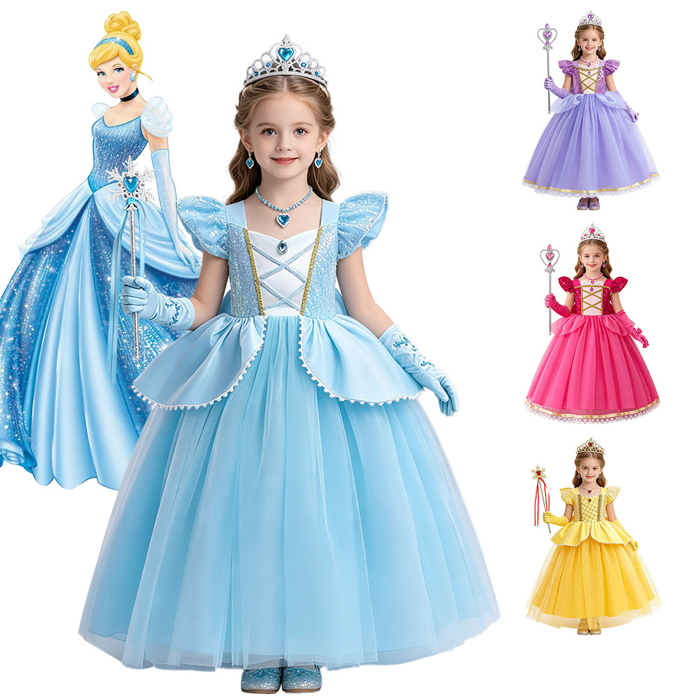 Rapunzel vestido cos vestido vestido vestido de niña vestido de belleza durmiente image 3