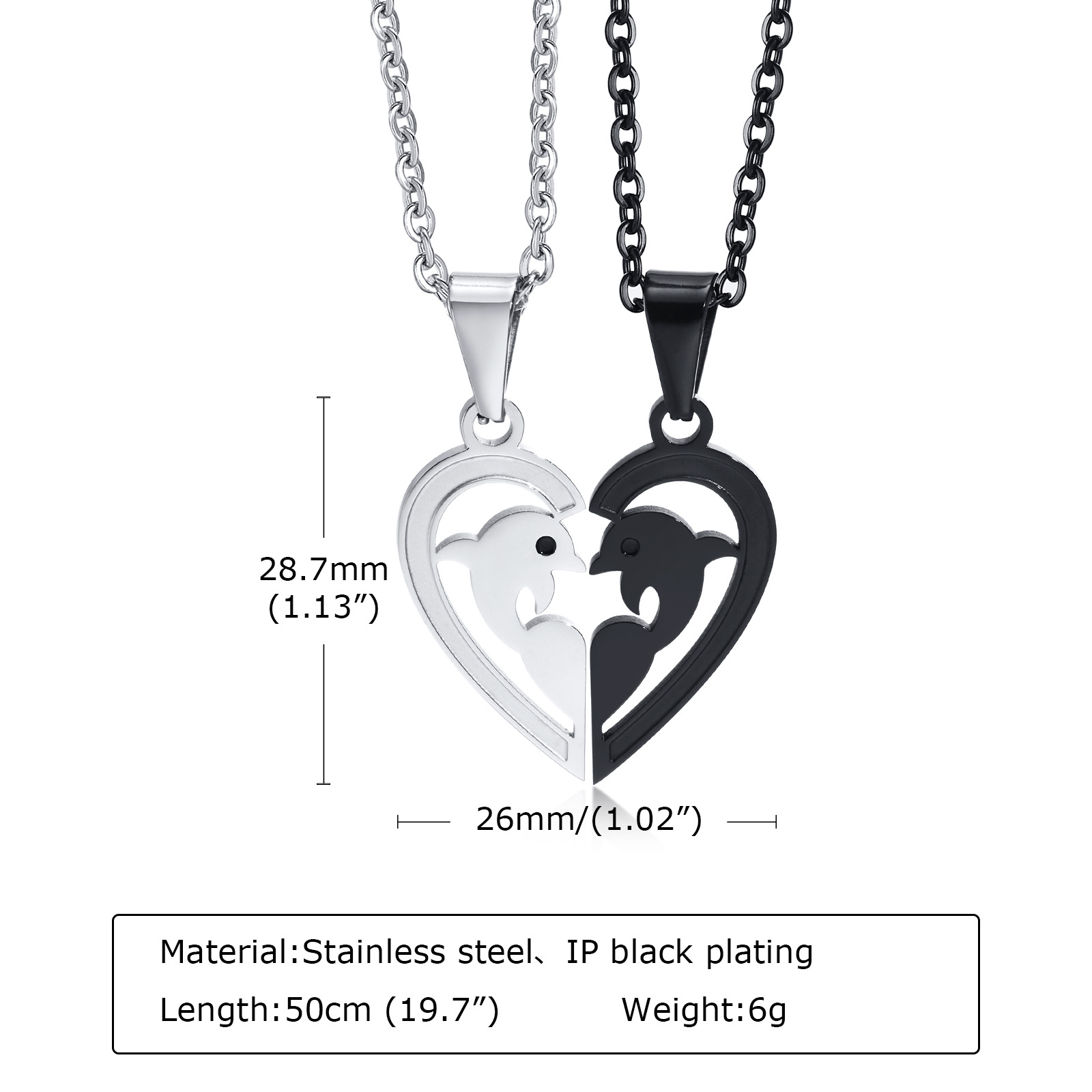 Retro Swan Dolphin Heart Shape Stainless Steel Polishing Necklace